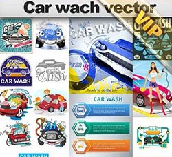 洗车行业插画：Car wach vector
